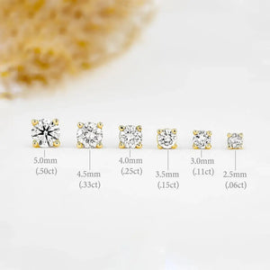 Stunning 14K Gold Natural Diamond Solitaire Stud Earring with Secure Screw Back.