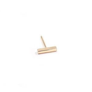 Stunning 14K Solid Gold Bar Stud Earrings - Dainty Matte Minimalist Design, Available as Single or Pair.