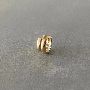 Stunning 14K Solid Gold Chunky Huggie Earrings - Fashionable 11mm Hinged Gold Hoops.