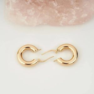 Stunning 14K Solid Gold Chunky Thick Hoop Earrings - Timeless Elegance.