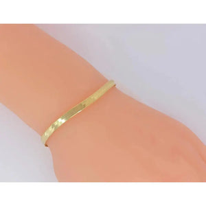 Stunning 14K Solid Gold Herringbone Bracelet - Stylish Flat Liquid Link Chain, Adjustable 6.5-9 Inch Stackable Design.