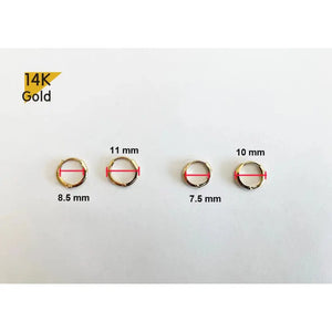 Stunning 14K Solid Gold Minimalist Hoop Earrings - Elegant and Versatile, Available as Single or Pair.