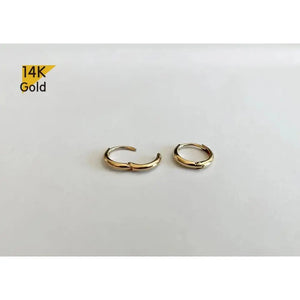 Stunning 14K Solid Gold Minimalist Hoop Earrings - Elegant and Versatile, Available as Single or Pair.