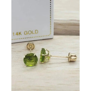Stunning 14K Solid Gold Peridot Earrings - Elegant August Birthstone Screw Back Studs.