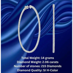Stunning 14K White Gold 2.06 Carat Diamond Hoop Earrings - Elegance Redefined!