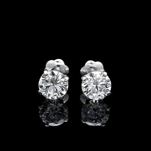 Stunning 14K White Gold Lab-Created Diamond Stud Earrings - Elegant Push Back Basket Design, 0.25 to 8.00 Ct Sizes Available.