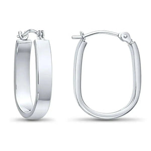 Stunning 14K White Gold Lightweight Rectangular Hoop Earrings for Ultimate Comfort.