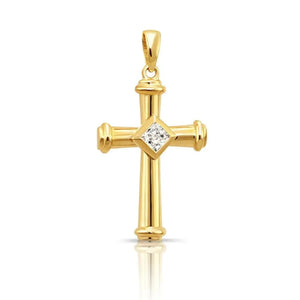 Stunning 14K Yellow Gold Cross Pendant Necklace - Timeless Elegance.