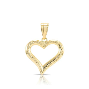 Stunning 14K Yellow Gold Diamond-Cut Heart Pendant Necklace with 18" Cable Chain.