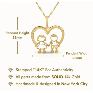Stunning 14K Yellow Gold Heart Pendant Necklace for Boys & Girls