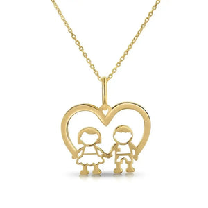 Stunning 14K Yellow Gold Heart Pendant Necklace for Boys & Girls.