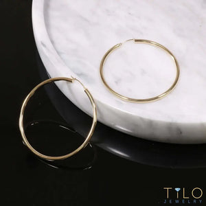 Stunning 14K Yellow Gold Large Hoop Earrings - Bold & Classy 1.75 Inch Design.