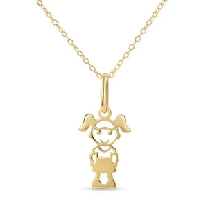 Stunning 14K Yellow Gold Little Girl Pendant Necklace - Perfect Gift for Her!.