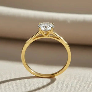Stunning 14K Yellow Gold Round Solitaire Engagement Ring - 1 Ctw, Timeless Symbol of Love for Proposals and Anniversaries.