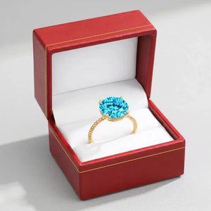 Stunning 14K Yellow Gold Swiss Blue Topaz Ring – Perfect Birthstone Gift for Her!.