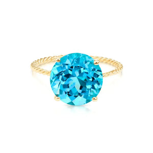 Stunning 14K Yellow Gold Swiss Blue Topaz Ring – Perfect Birthstone Gift for Her!.