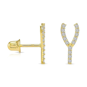 Stunning 14K Yellow Gold Wishbone Stud Earrings for Elegant Style.