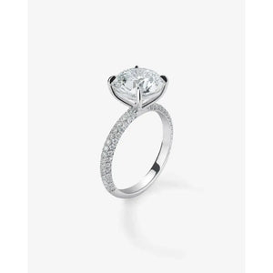Stunning 3.18 Carat Round Lab Diamond in Elegant Pavé Cloud Setting.