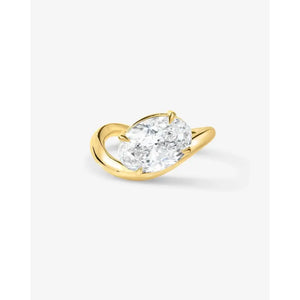 Stunning 3.30ct Oval Diamond Wave Engagement Ring in 14K Gold.