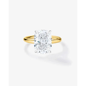Stunning 3.53ct Cushion Diamond Cloud Solitaire Engagement Ring in 14K Gold.