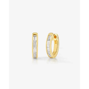 Stunning Baguette Channel-Set Huggie Earrings.