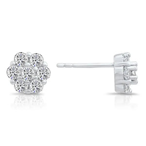 Stunning CZ Flower Stud Earrings in Sterling Silver - Perfect Gift!.