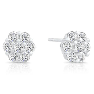 Stunning CZ Flower Stud Earrings in Sterling Silver - Perfect Gift!.