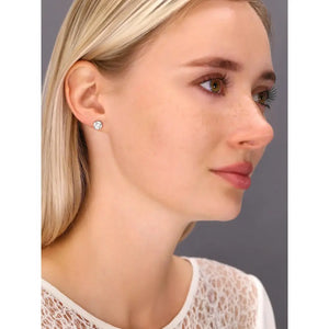 Stunning CZ Halo Flower Stud Earrings in Sterling Silver - Elevate Your Elegance!.