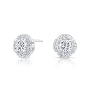 Stunning CZ Halo Flower Stud Earrings in Sterling Silver - Elevate Your Elegance!.