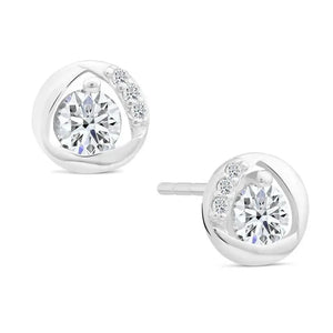 Stunning CZ Round Stud Earrings in Elegant Sterling Silver.