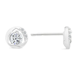 Stunning CZ Round Stud Earrings in Elegant Sterling Silver.