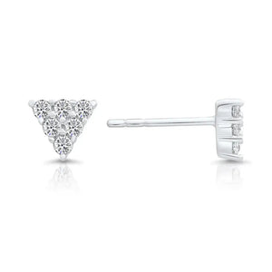Stunning CZ Tiny Triangle Sterling Silver Stud Earrings.