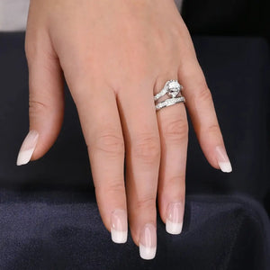 Stunning CZ Two-Tier Sterling Silver Engagement Ring Set – Perfect for Proposals, Weddings, and Anniversaries.