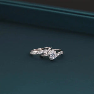Stunning CZ Two-Tier Sterling Silver Engagement Ring Set – Perfect for Proposals, Weddings, and Anniversaries.