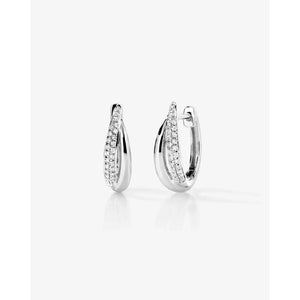 Stunning Double Row Diamond Hoop Earrings.