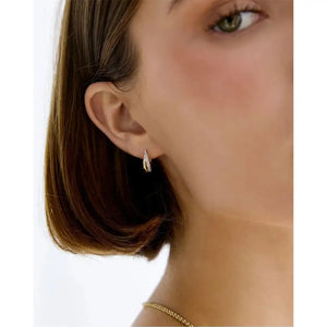 Stunning Double Row Diamond Hoop Earrings.