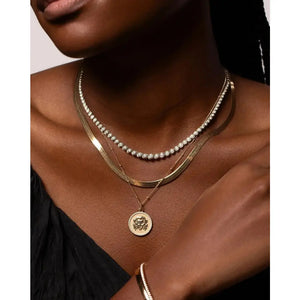 Stunning Graduated Bezel Diamond Tennis Necklace - Elevate Your Elegance.
