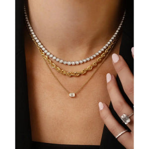 Stunning Graduated Bezel Diamond Tennis Necklace - Elevate Your Elegance.