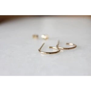 Stunning Handmade Solid Gold Hammered Hoop Earrings - Choose 9K, 14K, or 18K in Yellow, Rose, or White Gold - Available in 10mm or 12mm - Single or Pair Options.