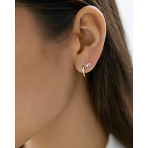 Stunning Mini Pear Diamond Huggies for Effortless Elegance.