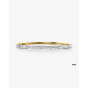 Stunning Pavé Diamond Stackable Gold Cloud Bangle for Effortless Elegance.