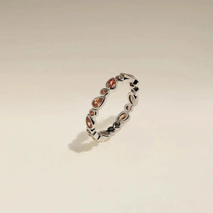 Stunning Silver Sunset Pear Band Ring - Elevate Your Style!.