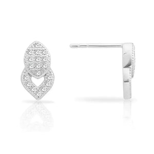 Stunning Sterling Silver CZ Double Teardrop Stud Earrings.