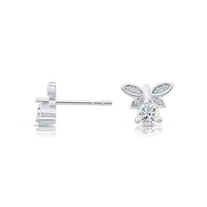 Stunning Sterling Silver CZ Dragonfly Stud Earrings.