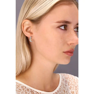 Stunning Tiny Moon & Star CZ Stud Earrings in Sterling Silver.