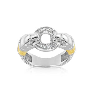 Stunning Two-Tone Sterling Silver Jaguar Ring.