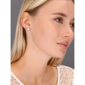 Stylish CZ Square Stud Earrings in Sterling Silver – Unisex Diamond Shape Design.