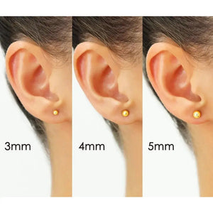 Stylish Set of 3 Unisex 14K Yellow and White Gold Ball Stud Earrings with Secure Screwbacks