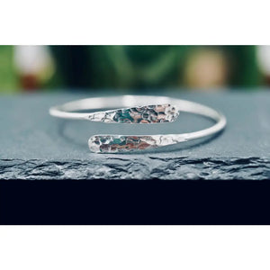 Tarnish-Free Hammered Silver Bracelet - Boho Rustic Bangle for Ethnic Style Lovers.