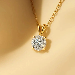 Timeless 14K Yellow Gold Classic Solitaire Pendant Necklace.